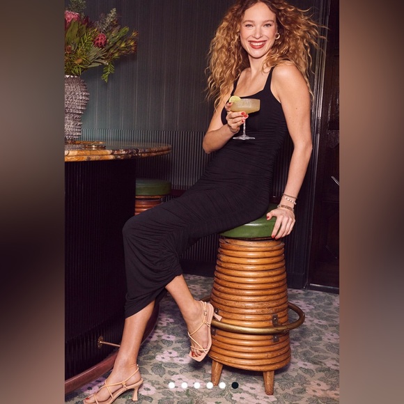 NWOT Good American Ruched Sleeveless Maxi Black Dress Size 1 Small SOLD OUT - Picture 5 of 10